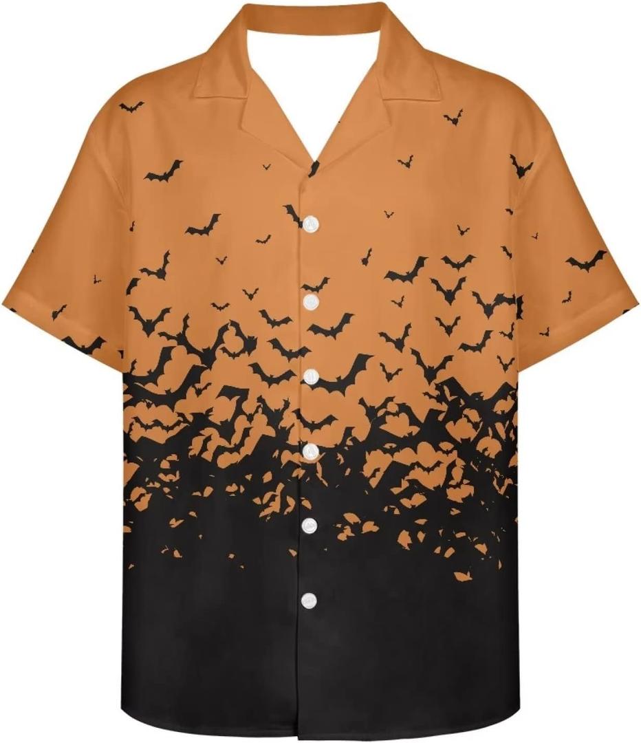 PinUp Angel Hawaiian Shirts for Men Short Sleeve Striped Shirt Button Down Beach Shirts Funky Color Block Shirt for Travel (L)