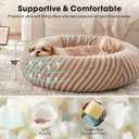 MIXJOY Dog Bed Medium Size Dogs, Washable Medium Dogs Bed with Removable Cover, Cozy Donut Dog Ded Fluffy Plush Faux Fur Pet Bed with Anti-Slip Bottom, 30"x30"x8", Beige