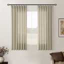 Pleated Linen Curtains 90 Inches Long for Living Room Pinch Pleat Hooks for Track System Back Tab Custom Made Memory Shape Drape Privacy Protection Khaki Living Room Bedroom Window Curtain 90 Inch