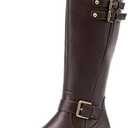 DREAM PAIRS Women's Knee High Riding Pirate Boots, Comfortable Low Chunky Heel Flat Motorcycle Buckle Boots for Women 8.5