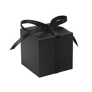 COTOPHER 60pcs Wedding Favor Boxes, Paper Gift Boxes 3x3x3 Inches Small Gift Boxes with Ribbons, Easy Assemble Boxes (Black)