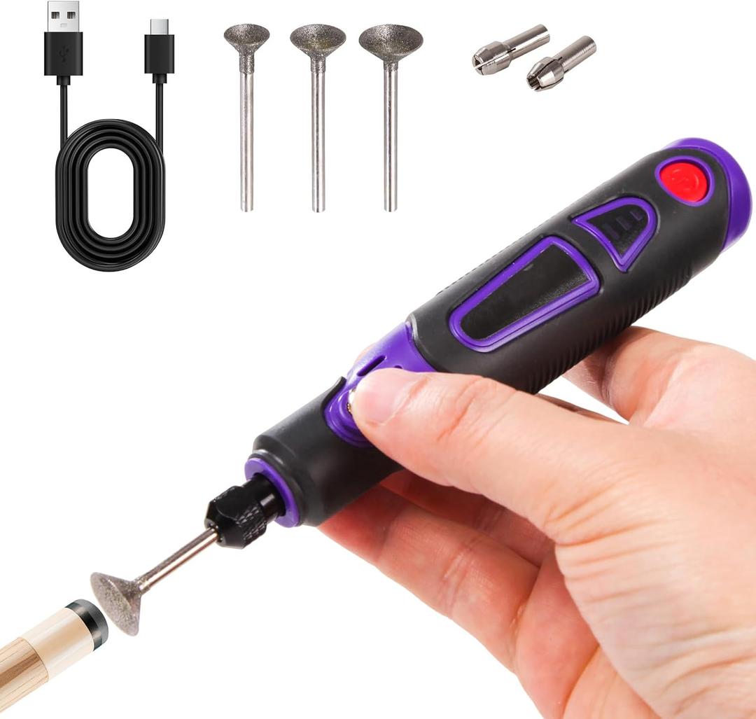 Pool Cue Tip Shaper & Electric Cue Tip Grinder, Professional Cue Stick Tool Kit for Billiards Enthusiastsm, Portable Pool Cue Tip Repair Kit  Perfect for Home and Club Use