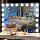 Vanity Mirror with Lights, 32 x 24 Tabletop Hollywood Makeup Mirror, Hollywood Lighted Mirror with 18 Dimmable LED Bulbs,3 Colors Modes, Touch Control, Metal Frame