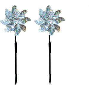 2 Pack Bird Deterrent Pinwheels, Reflective Pinwheels with Stakes from Yard, Garden, Patio - Bird Repellent with Easy Assembly - Silver ICY Shards