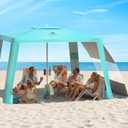 Rhino Valley Beach Cabana, 8  8FT Foldable Beach Tent with Cup Holder, Beach Canopy Easy Setup with UPF50+ Protection, Windproof Stable Beach Tent, Portable Beach Cabana Tent for Beach Camping (Green)