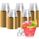 Goodluck 200PCS 9oz Gold Plastic Cups for Party, Disposable Gold Rim Cups, Plastic Cocktail Glasses for Wedding Thanksgiving, Christmas, and Parties