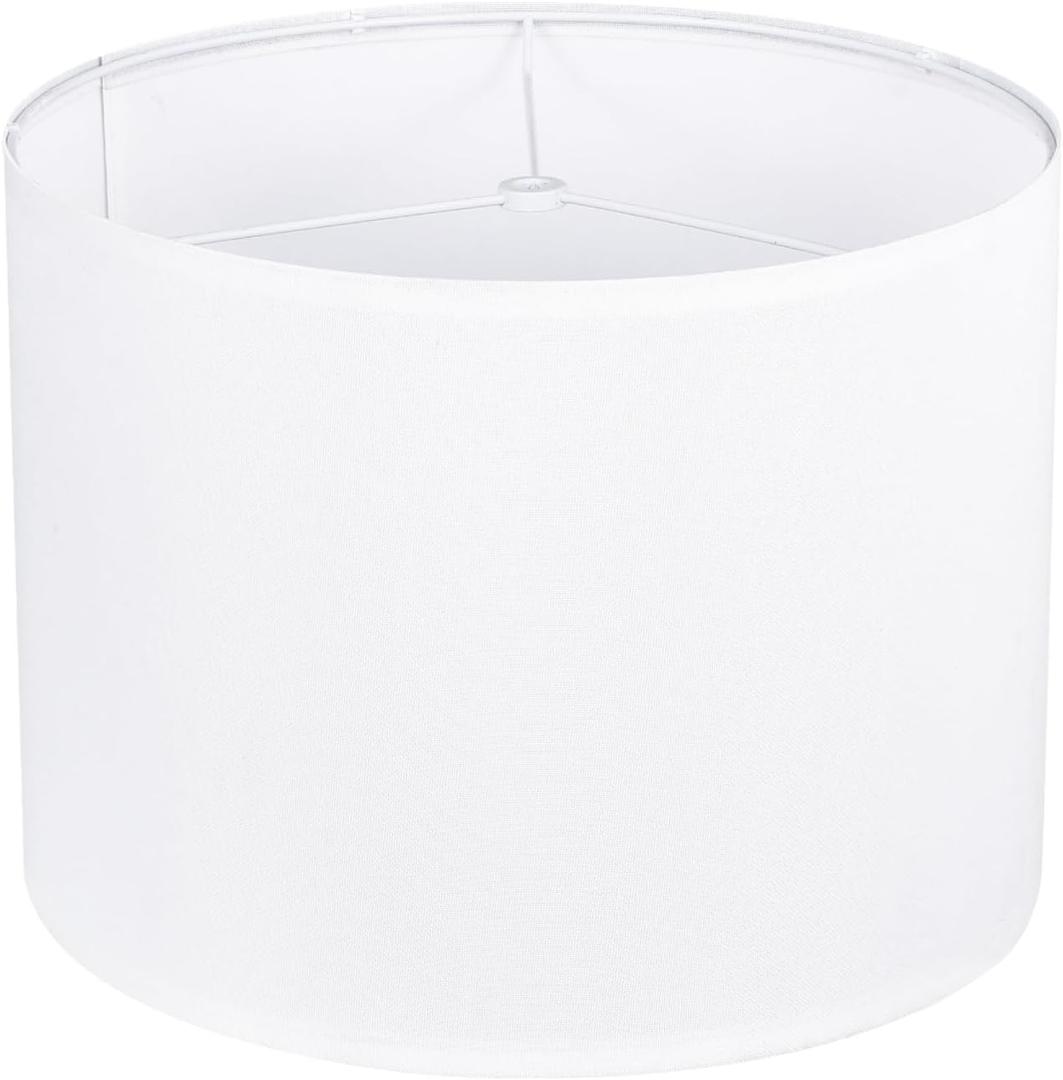 White Lamp Shade, Large Drum Lampshade 13" Top x 13" Bottom x 10" High, Replacement Lamp Shade Natural Linen Hand Crafted for Table Lamps Floor Lamps, Easy Assembly Required