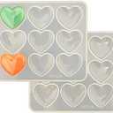 Pack of 2, Heart Shape Epoxy Mold Silicone Mold 9Pcs 5.2 x 4.2cm Resin Love Heart Shape Pendant Making DIY Craft