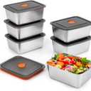 6 PCS(20oz) Stainless Steel Food Storage Containers With Lids | Snack Containers for Kids, Freezer Safe, Microwave Safe | 316 Metal Containers For Meal Prep, Leftovers, Freezer