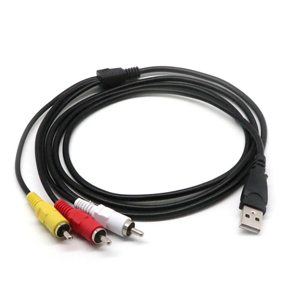 USB to RCA Cable, 5ft USB Male to RCA Male Jack Splitter Audio Video Cable, 3RCA Cord to Connect AV Adapter for TVs PC HDTV DVD Computers Smart Phones and More Decices