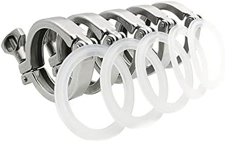 Beduan 2" Sanitary Tri Clamp 304 Stainless Steel Single Pin Heavy Duty Tri Clamp Clover with Wing Nut for Ferrule TC 2" (5 Pack, 2 Inch)