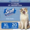 Scott Pet Guard Dog Pads - Medium & Large Dog Training Pee Pads - Up to 12 Hour Absorbent Odor Control - Easily Disposable - Size XL - 30" x 36" - 20 Pack