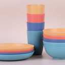 Wheat Straw Reusable Cup (12 oz) - Unbreakable Drinking Glasses Sets - Dishwasher Safe Tumbler - Lightweight, BPA Free and Eco friendly (6Pcs/6Color)
