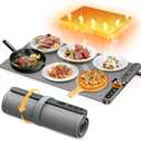 Food Warming Mat,Full Surface Heating Electric Warming Tray with 6 Temperature Settings & Fast Heating, Silicone Roll Up Food Heating Mat Food Warmers for Parties Gatherings Everyday Use (Gray)
