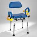 360 PU Padded Swivel Shower Chair-Bath Tub Transfer Bench, 20-25in Adjustable Height, Drop Arms & Anti-Rust Aluminum Shower Chair for Elderly and Disabled, Safety Bench for Bathtubs & Showers