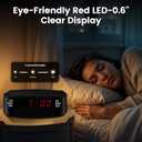 Digital Alarm Clock Radio with FM Radio & Red LED Display, Dual Alarm & Snooze, 20 Station Presets, Sleep Timer & Dimmer, USB Powered Bedside Clock Radio for Bedroom Heavy Sleepers