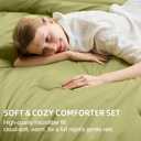 FUANNA California King Comforter Sets Olive Green, 7 Pieces Cal King Size Bedding Set, All Season Lightweight Bed in a Bag with Comforter, Flat Sheet, Fitted Sheet, Pillowcases & Shams