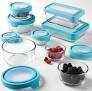 Anchor Hocking 14 Piece Glass Storage Containers with Lids (7 Glass Food Storage Containers & 7 Mixed Blue SnugFit Lids)