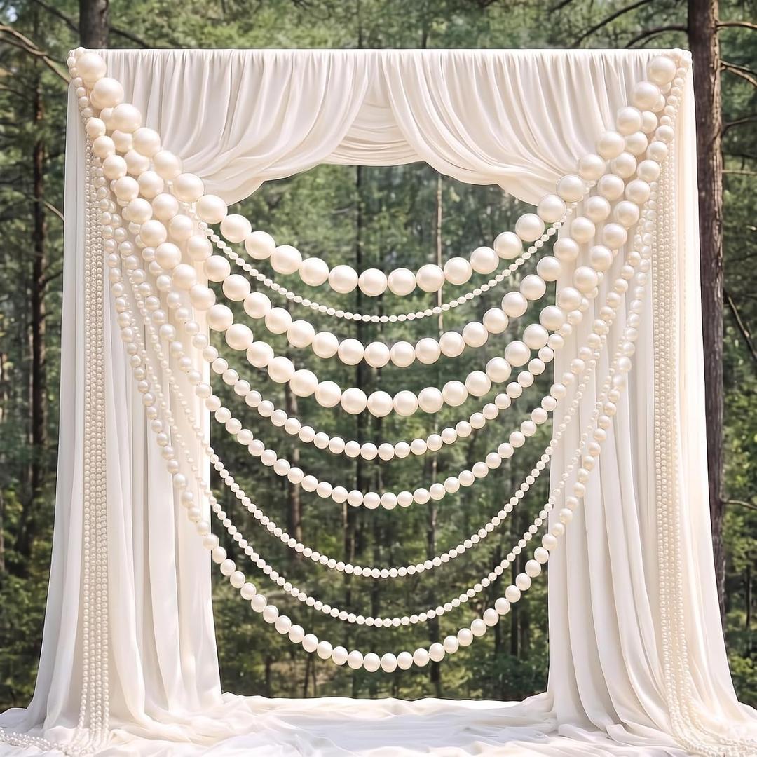 8 Pcs Giant Pearl Garland, Faux Pearl Chain Wedding Arch Decor, White