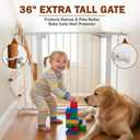 Mumeasy 36" High Extra Tall Dog Gate, 29.6"-40.5" Wide Pressure Mounted Tall Baby Gate for Dog, Auto Close Pet Gate with Door for Stairs,Doorways,House,White