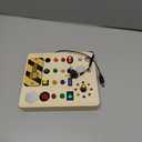 Busy Board with LED Light, Wooden Sensory Toys for Toddler, Montessori Music Toy for Airplane, Travel Activity Educational Learning Autism Toys, Birthday Boys Girls Gifts