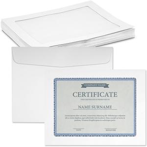 9 x12 Full Face Window Certificate Envelopes - 28lb Paper. Bright White, Large Clear Plastine Window - 25 Pack
