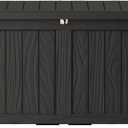 150 Gallon Lockable Resin Deck Box, Waterproof & UV-Resistant Outdoor Storage Box for Outdoor Cushion Storage, Garden Tools & Pool Accessories Storage, Black