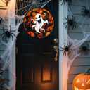 Stained Glass Window Hanging - Halloween White Ghost Suncatcher for Doors Window Garden Indoor Spooky Funny Orange Sun Catchers Gothic Decor Horror Gifts for Women Men Friend 9.8 in