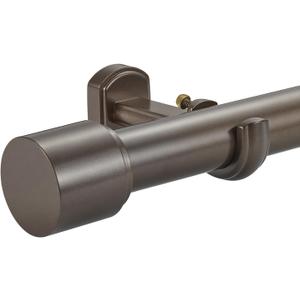 1 1/8 Inch Diameter Curtain Rods, 72-144 Telescoping Large Single Window Drapery Rod Heavy Duty With Adjustable Modern Brackets, Dark Bronze