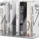 Magazine Holder, Clear Plastic Vertical File Magazine Organizer, Desktop File Magazine Book Storage Shelf for Office Desk (4PCS)