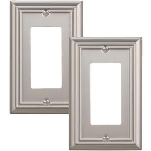 DEWENWILS Decorator Outlet Covers, Brushed Nickel Metal Light Switch Cover Plates, 4.92" x 3.14" Decorative Outlet Wall Plates, Switch Plate Covers for Home Decor, 2 Pack