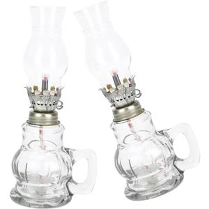 Happyyami 2Pcs Vintage Glass Kerosene Lamp Decorative Oil Light for Home Bedroom and Wedding Indoor Lantern with Fine Workmanship and Comfortable Hand Feeling