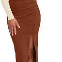 Oten Women Casual Long Sleeve Cutout Twist Front Side Slit Ribbed Knit Party Bodycon Midi Dresses L