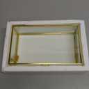 ZEXALOR Clear Glass Decorative Box for Organizing Photos, Jewelry, Small Items - Golden Dresser Drawer Organizer, Transparant Small Storage Bin Container with Lid (Upgrade, 8x4,3x2,3")