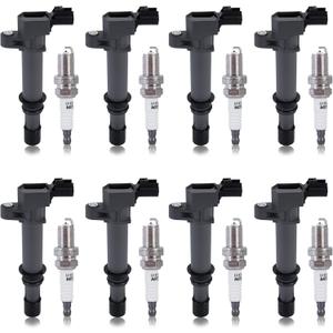 Set of 8 Ignition Coil Pack and Spark Plugs Compatible for 1998 1999 2000 2001 2002 2003 2004 Expedition f150 f250 f350 DG508 FD503 SP479