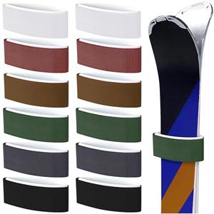 Seenelling 12pcs Ski Straps Adjustable Ski Fasteners Straps for Carrying Durable Hook and Loop EVA Protector Pads Between (Dark Colors)