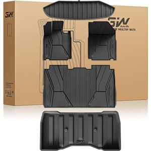 3W Floor Mats Set for Tesla Cybertruck 2023 2024 2025, All Weather Protection Waterproof Frunk & Rear Cargo Liners, Custom TPE Cargo Trunk Accessories Mats for Tesla, Black