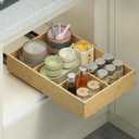 Bamboo Pull Out Cabinet Organizer, 14" W x 21" D No Drill Adhesive Slide Out Drawers, Pull Out Shelves for Kitchen Pantry Bathroom Storage