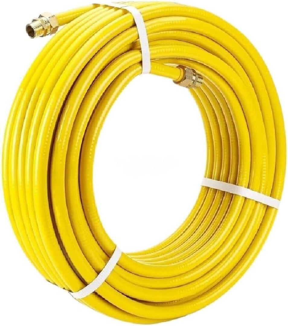 100FT Standard Fexible 3/4'' Propane Gas Line Hose, 3/4in Corrugated Stainless Steel Tubing Pipe, Natural Gas Line Propane Pipe Conversion Kit Grill Hose with 2 Male Adapter Fittings