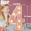 LED Marquee Numbers, Light Up Numbers for Party, Small Light Up Letters, Battery Powered Lighted Number for Birthday or Home Decor (Pink Glitter 4)
