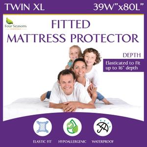 Twin Extra Long (XL) Waterproof Mattress Protector - Fitted Sheet Style - Hypoallergenic Premium Quality Cover Protects Against Dust