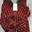 BABEYOND Women's Flapper Dresses 1920s V Neck Beaded Fringed Great Gatsby Dress, Size S