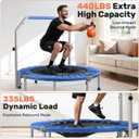 BCAN SP2 40/48" Foldable Mini Trampoline Max Load 330lbs/440lbs, Fitness Rebounder with Adjustable Foam Handle, Exercise Trampoline for Adults Indoor/Garden Workout | FED Fitness