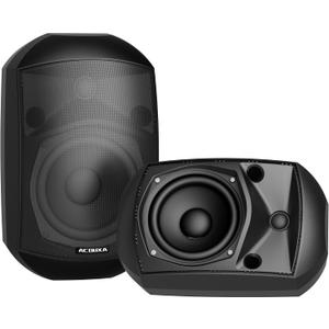 5.25 Inch Wall Mount Bluetooth 6.0 Outdoor Speaker,IP66 Waterproof Indoor/Outdoor Sound System,2-Way Woofer & Tweeter,600W Peak Wired Speakers for Pool,Patio,Garage,Home Theater(Pair,Black)