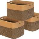 MINTWOOD Design 3-Pack Storage Baskets for Shelves, Decorative Baskets for Organizing, Woven Baskets for Storage, Book Basket Cube Storage Bin Box, Pantry Closet and Shoe Organizers, Black Jute