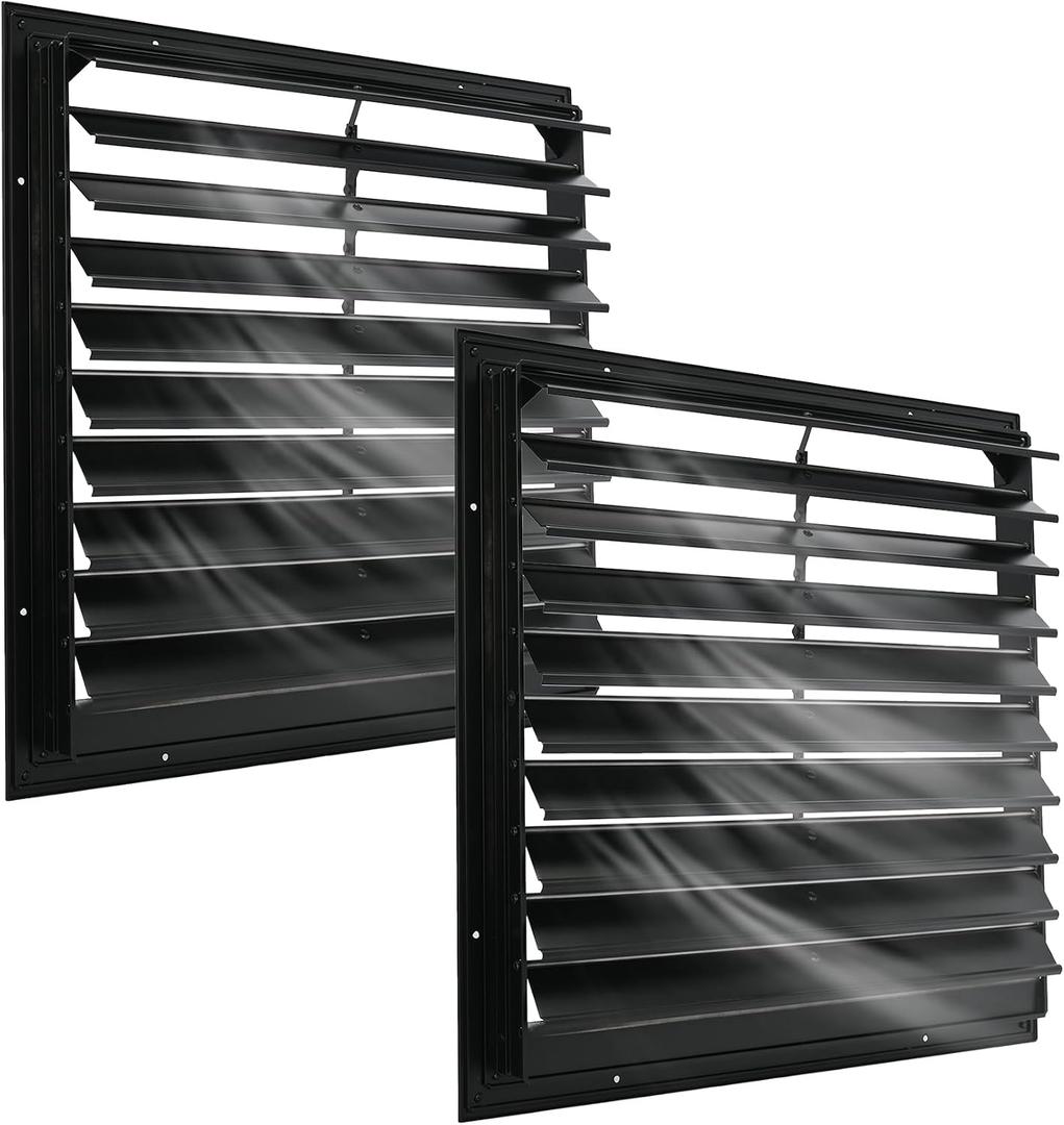 AIWFL 20 Inch Aluminum Automatic Gravity Shutter Louver Vent 2 Pack