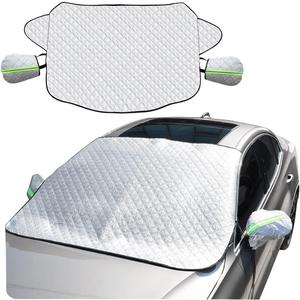 8sanlione Car Windshield Snow Cover with Side Mirror Cover, 4 Layers Winter Frost Protection for Any Weather, Windscreen Covers with Magnetic Edges, Front Window Automotive Covers for Car SUV Trucks