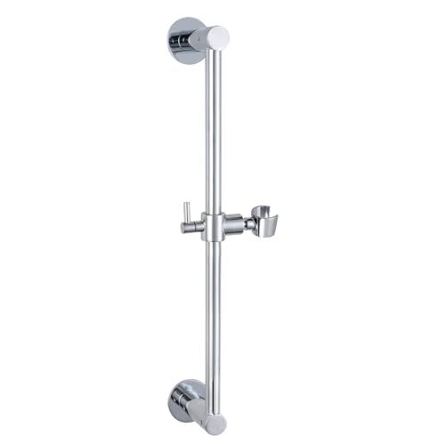 Shower Slide Bar Adjustable Handheld Shower Head Holder Wall Mount - 15inch All-Metal Shower Head Slide Bar Compatible with Bathroom Drill Free Glue Installation - Brushed