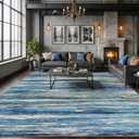 8x10 Rugs for Living Room - Modern Abstract Washable Rug, Ultra Soft Non Slip Low Pile Contemporary Large Rugs, Floor Carpet for Bedroom Dining Room Office Laundry Nursery Home (Teal Blue)