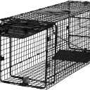Humane Way Folding 32 Inch Live Humane Animal Trap - Safe Traps for All Animals - Raccoons, Cats, Groundhogs, Opossums - 32"x10"x12",Black